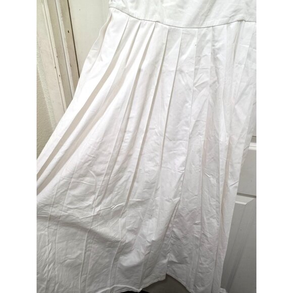 A NEW DAY White Pleated Spaghetti Strap Midi Dress Smocked Back Size 10 - Picture 5 of 13